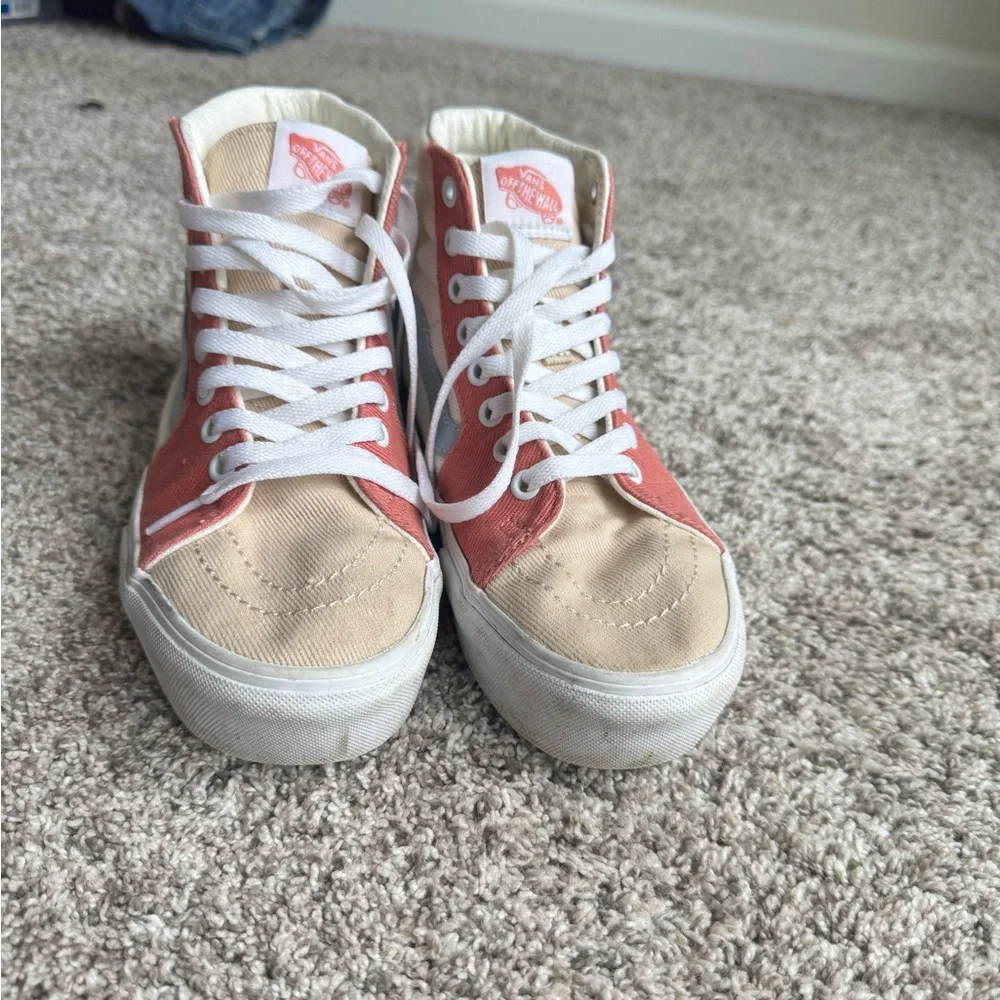 Vans High Top Sneakers in White, Red, Light Blue, Pink